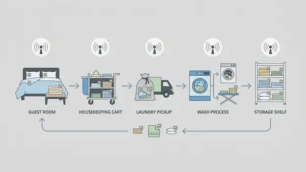 RFID laundry tag workflow in hotel linen operations