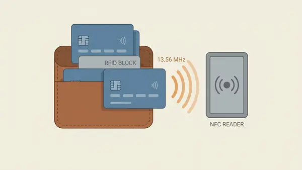 NFC payment card blocked inside a wallet