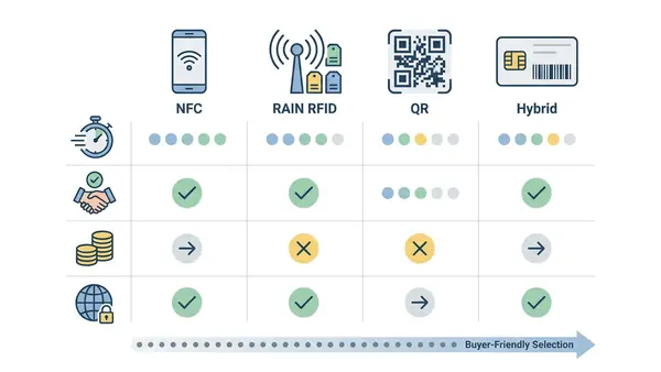 NFC and RAIN RFID data carrier selection matrix