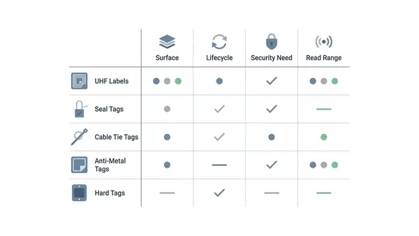 RFID tag selection matrix for delivery packages