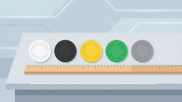 RFID patrol disc tags in five color options laid out for comparison