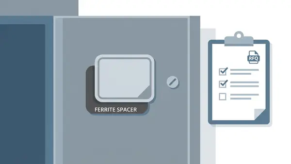 RFID anti-metal patrol tag with ferrite spacer mounted on a steel cabinet