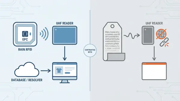 RAIN RFID identifier resolving to a URL record