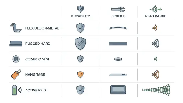 Comparison of on-metal RFID tag formats