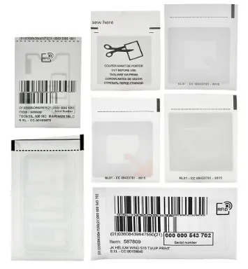 RFID clothing care tag for garment label application